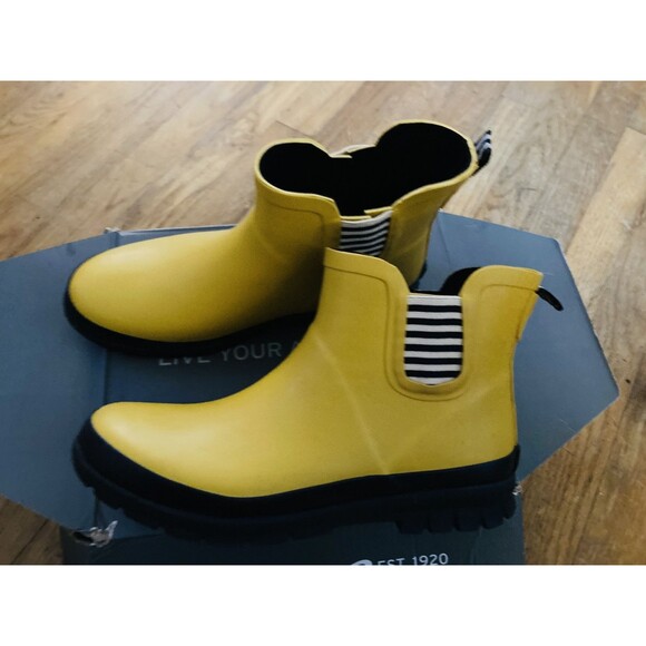 The Great x Eddie Bauer Greta Chelsea Rain Boots 10 Ankle Yellow Amber - Picture 5 of 12